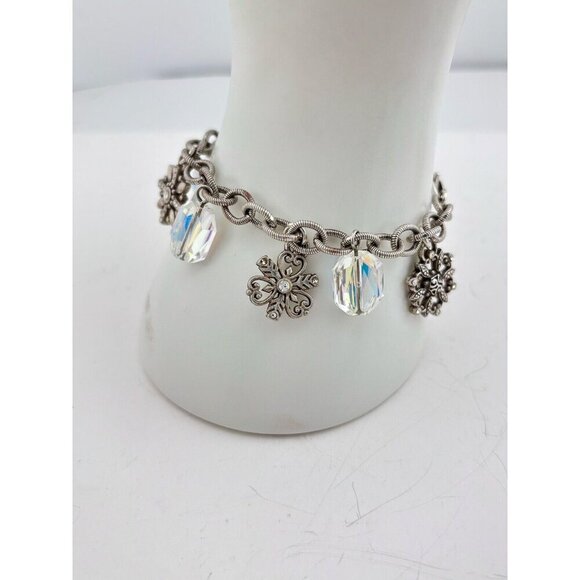 Brighton SNOW DIVA Snowflake Charm Bracelet Silver Plated Clear Crystal 7 To 8 “ - Picture 2 of 6